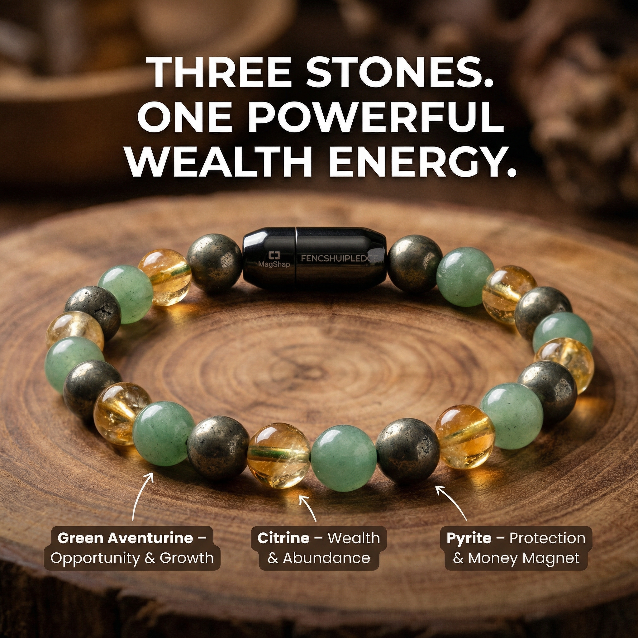 Money Wealth Success Bracelet with Magsnap